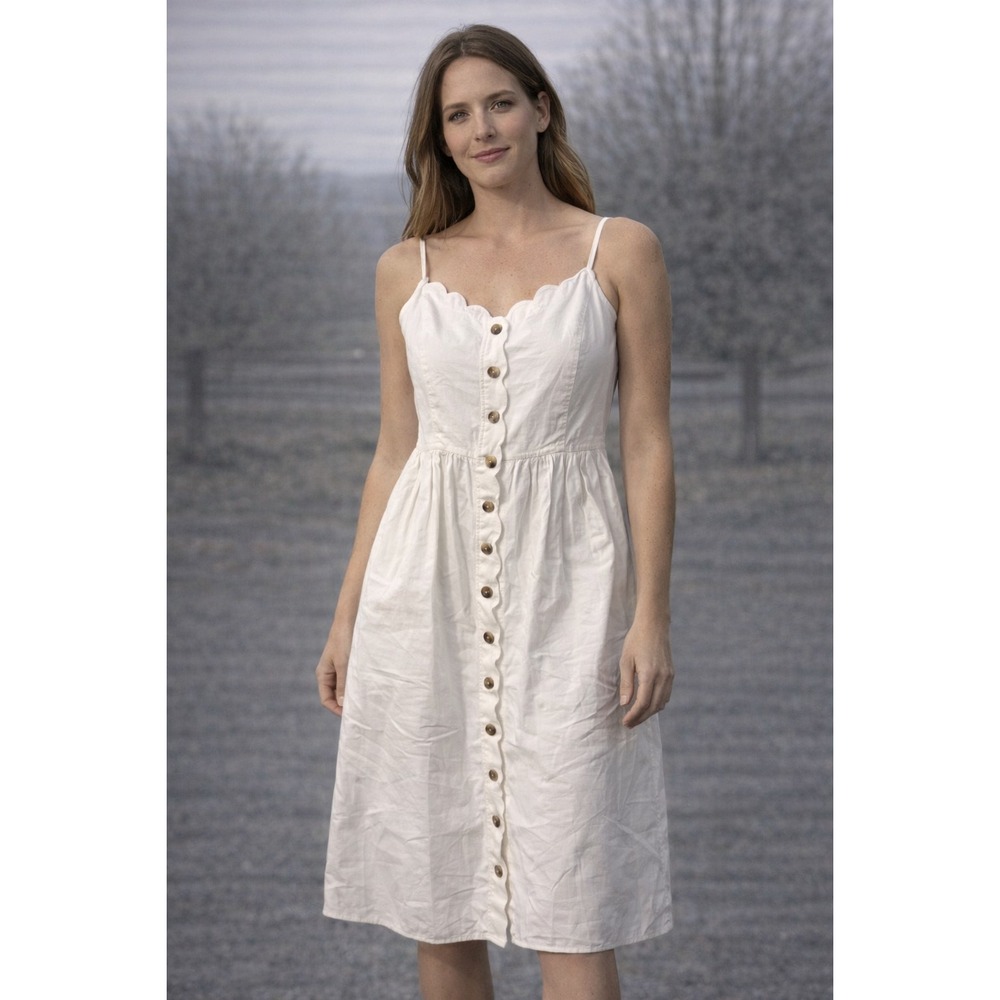J.CREW White Button Front Sundress Cottagecore‎ Boho Size 2
